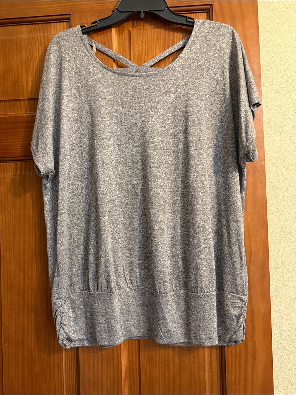 Gray Women's Short-Sleeve Crisscross Back Top size XL